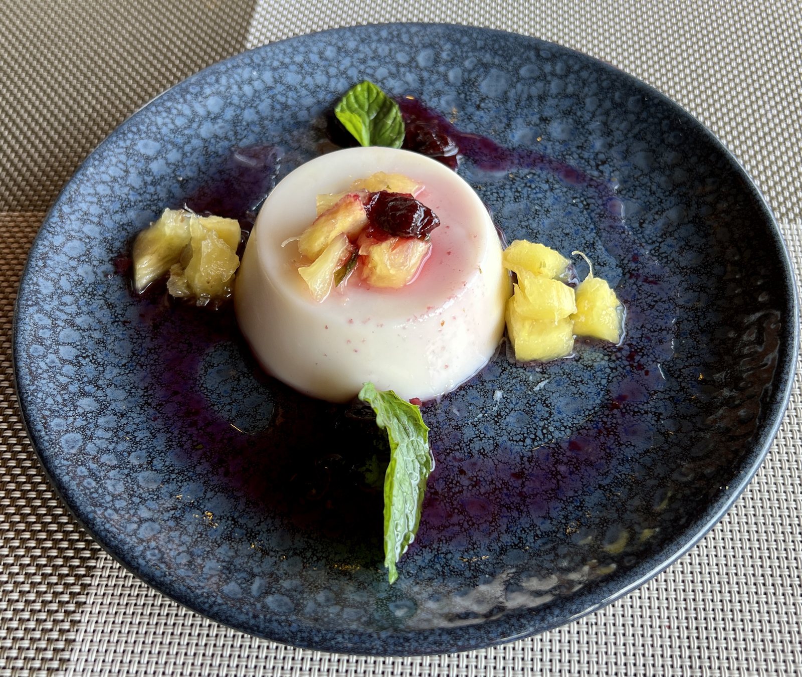 Dessert served at a safari lodge